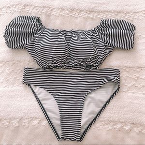 roolee off the shoulder striped bikini